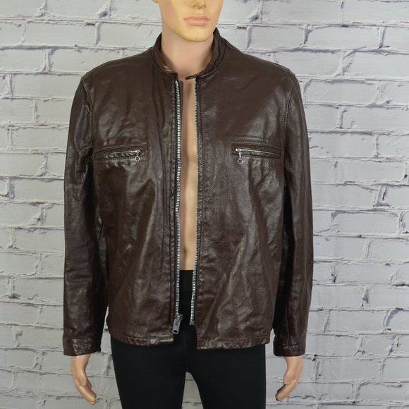 Mens Reed Sportswear cafe motorcycle style leather jacket - Picture 4 of 16